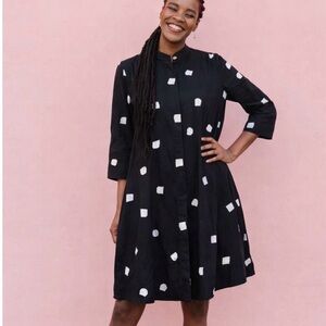 NWT Zuri 100% African Linen cotton blend front button “Nightfall” Midi dress XL